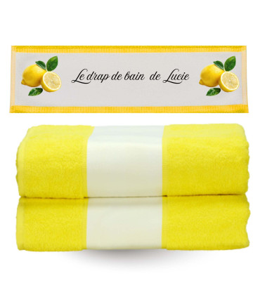drap de bain jaune personnalisé