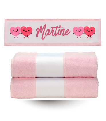 drap de bain rose pale personnalisé