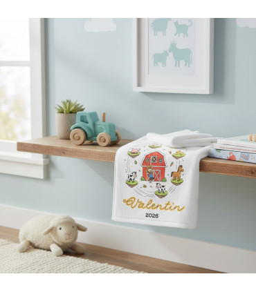serviette enfant personnalisee theme ferme
