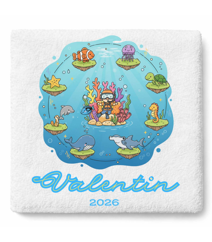 Drap de bain "Petit Marin" personnalisé avec Prénom - Toucher Coton