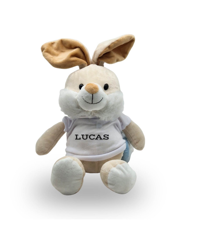 Peluche Lapin Personnalisable – T-shirt Photo & Texte (33 cm)