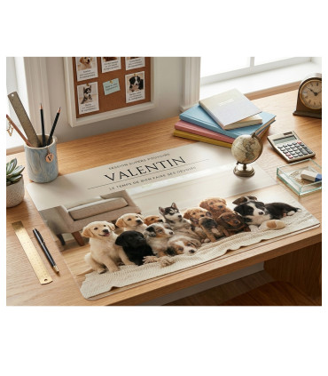 sous main motif chiots personnalisé