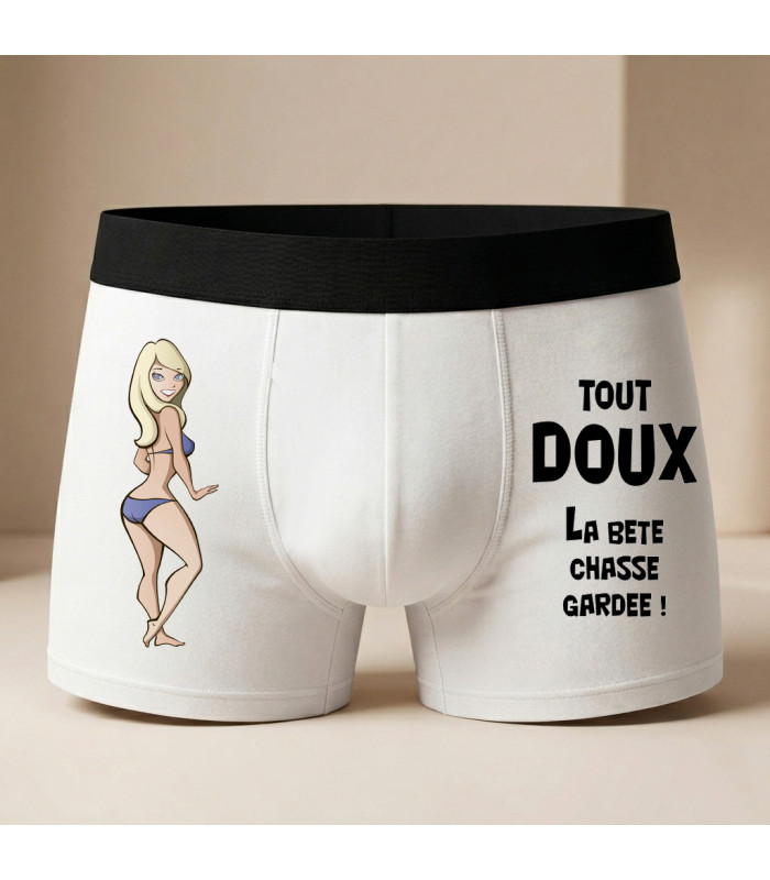 Boxer Homme Humour "Bête toute douce"