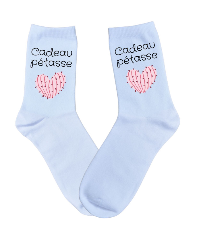 Chaussettes "Cadeau Pétasse" Cœur Cactus