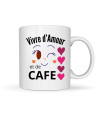 Mug Rigolo "Vivre d'Amour et de Café" - Cadeau Amoureux et Caféine