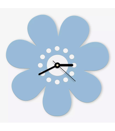 horloge murale fleur bleue