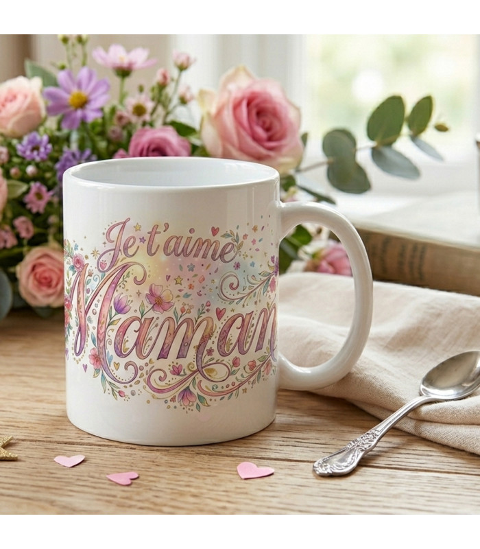 Mug "Je t'aime Maman" – Design Poétique & Féérique