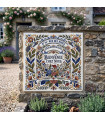 Plaque de Carrelage Personnalisée 15x15 cm – Décor Floral "Bienvenue Chez Nous"