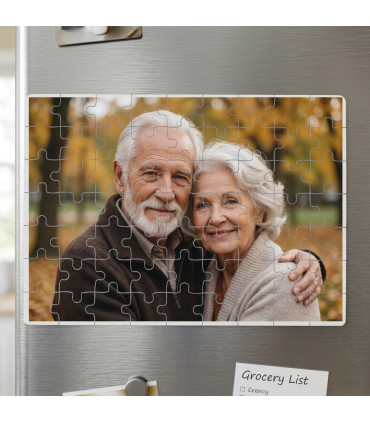 puzzle magnétique posé sur frigo