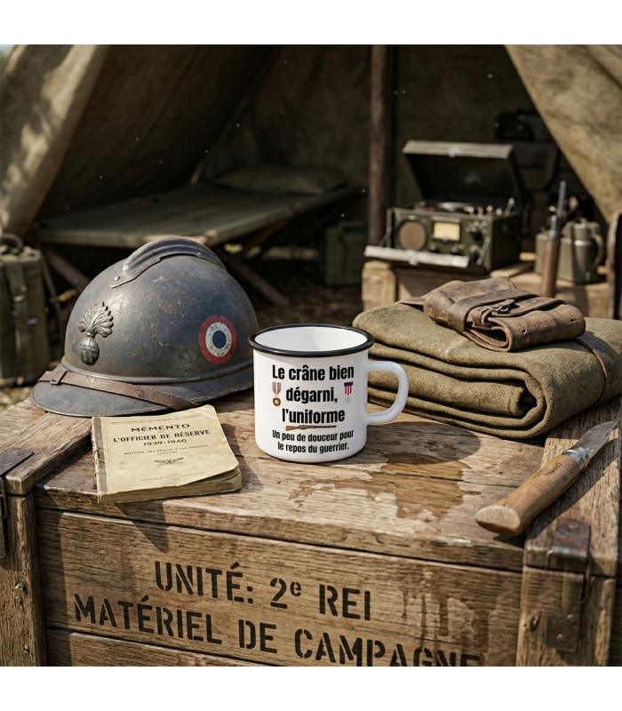 Mug Émaillé "Le Crâne bien dégarni" – Spécial Reconstitution WW2
