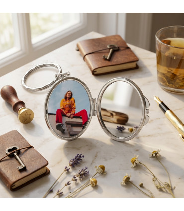 porte clé miroir oval personnalisé