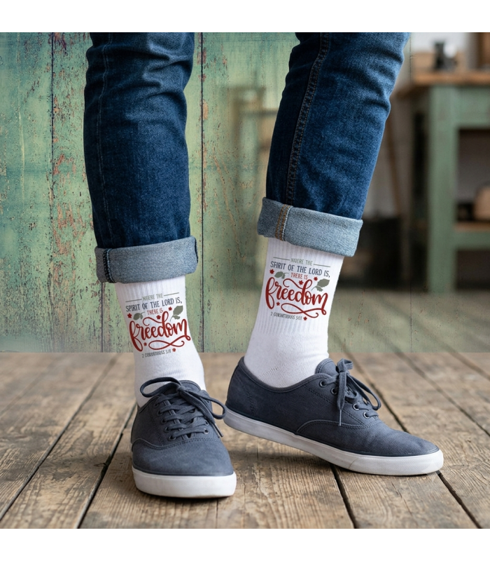 Chaussettes Blanches Personnalisées Photo ou Message à la Cheville