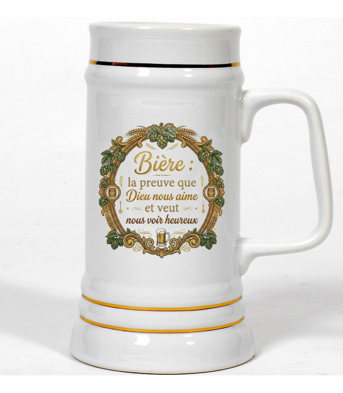 Chope à Bière en Céramique Personnalisée - Citation Humour Bière