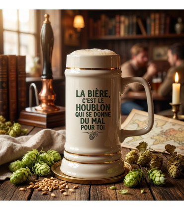 chope à bière personnalisée blonde ou brune