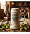 Chope à Bière Humour en Céramique - Citation "Le Houblon se donne du mal"