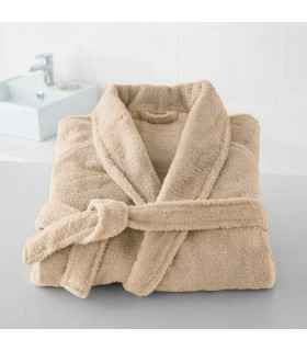 peignoir beige ficelle brodé