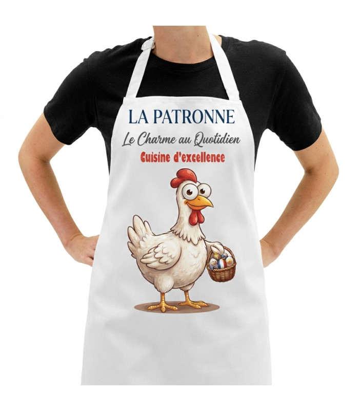 Tablier de Cuisine "La Patronne" Design Poule - Humour & Cuisine