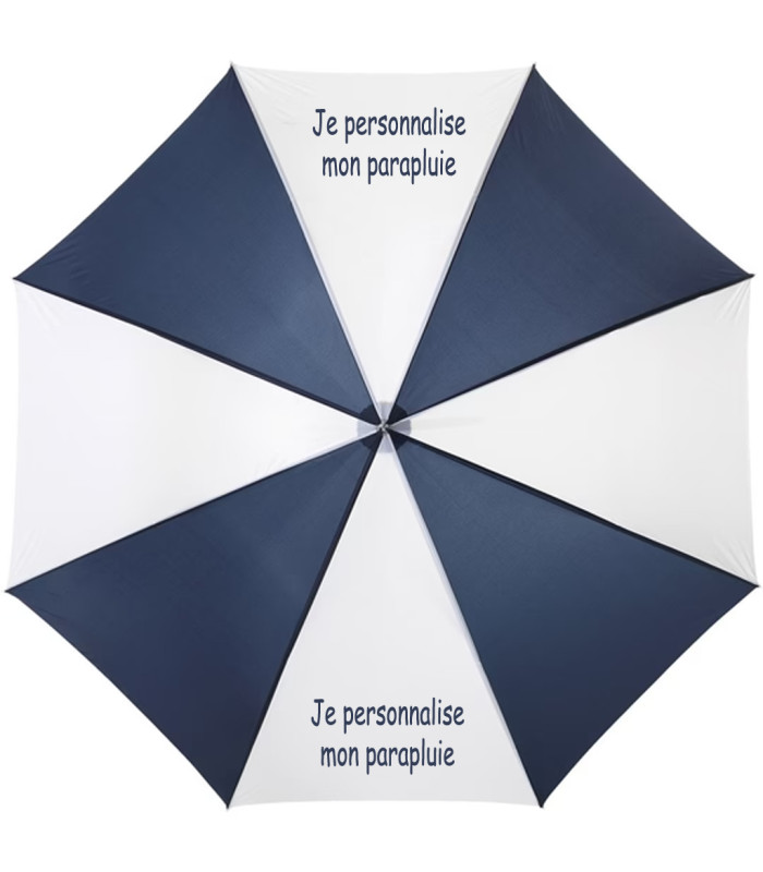 Parapluie Bleu & Blanc Personnalisable – Diamètre 102 cm (Impression 2 ou 4 pans)