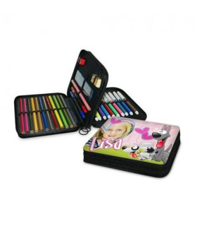 Photo et dessin sur trousse à feutres pour enfant