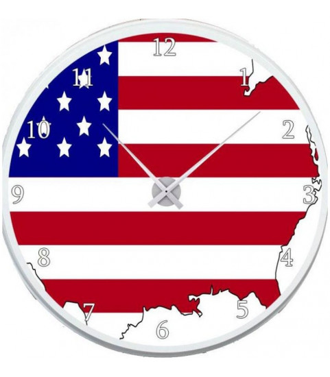 Une horloge USA avec le drapeau aux couleurs de l'amérique