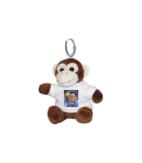 Porte cle peluche singe personnalise avec une photo