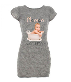 Photo sur pyjama, tunique personnalisée pour femme, cadeau original