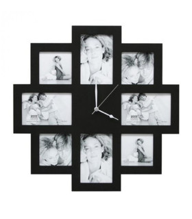 Photos insérées dans une horloge en bois, couleur noir