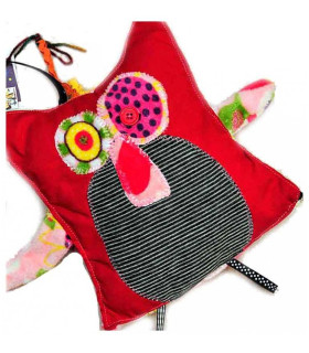 Doudou tout doux hibou rouge