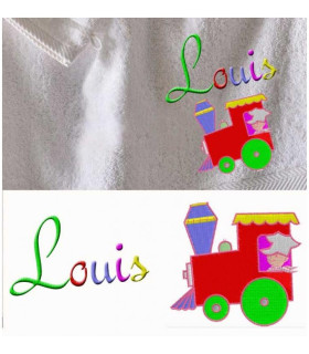  petit train et prénom brodé