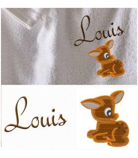 faon sur serviette ou drap de bain avec prénom