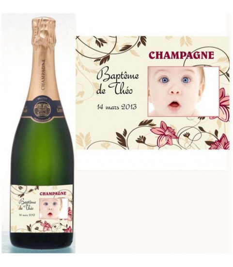 Etiquette personnalisée pour bouteille champagne et mousseux