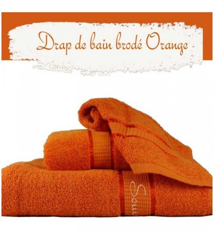 Drap bain brode orange
