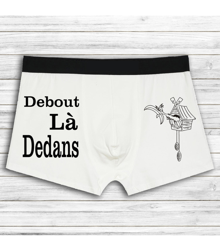 Boxer Homme Humour "Corbeau : Debout Là Dedans !" - Polyester Élastique