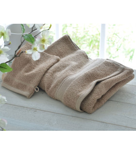 drap de bain brodé taupe