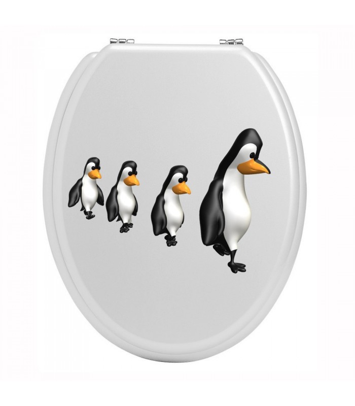 FAMILLE PINGOUIN Sticker Fun Abattant WC couleur au choix