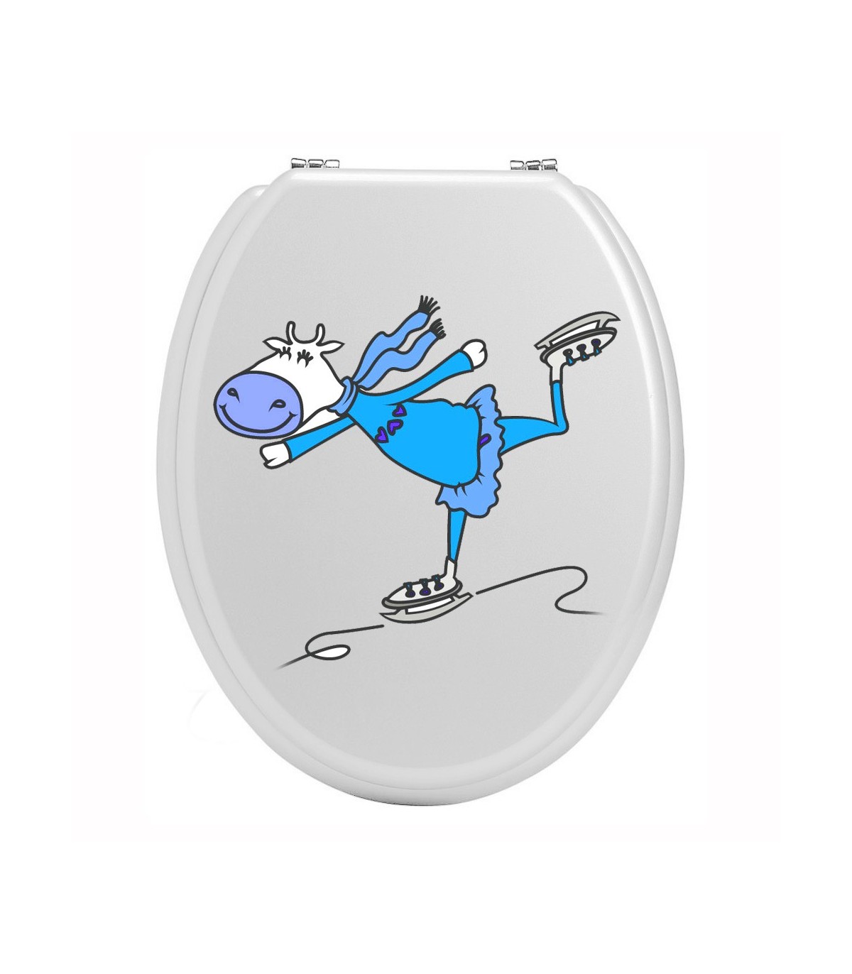 Stickers pour toilettes : une vache fait du ski