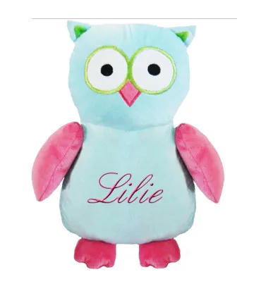 chouette peluche brodee