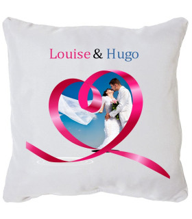 Coussin personnalise mariage motif coeur