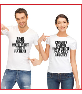tee shirt couple oiseaux sur arbre