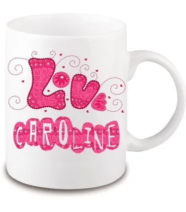 Mug love fleuri personnalisé