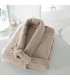 Peignoir col chale brodé taupe