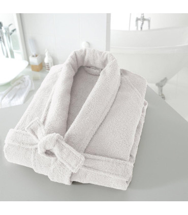 Peignoir col chale brodé blanc