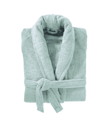 Peignoir col chale brodé bleu pale