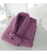 Peignoir col chale brodé violet