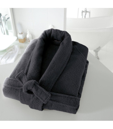 Peignoir col chale brodé noir