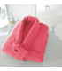 Peignoir col chale brodé framboise