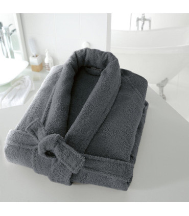 Peignoir col chale brodé anthracite