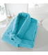 Peignoir col chale brodé bleu azur