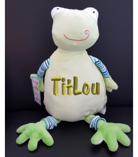 Peluche grenouille brodée