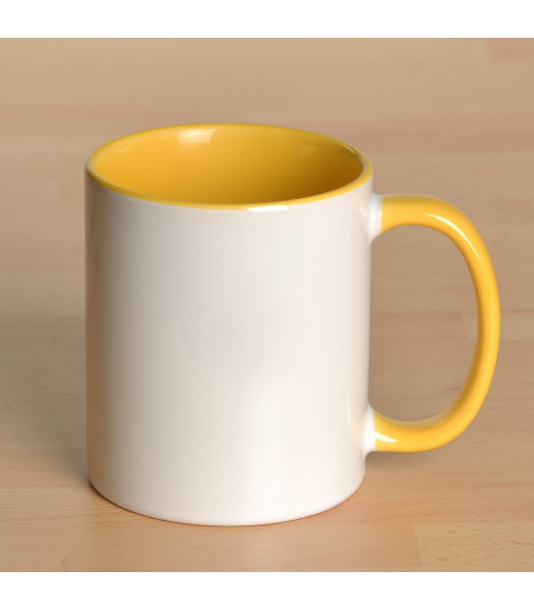 Mug personnalisé avec photo contour jaune